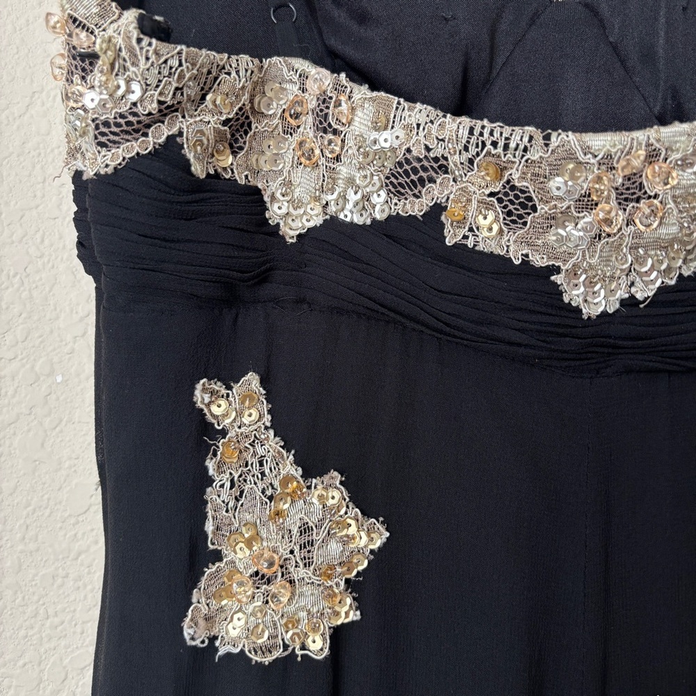 Sue Wong Nocturne Y2K Vintage Silk Beaded Lace Appliqué Formal Evening Dress - Picture 14 of 15